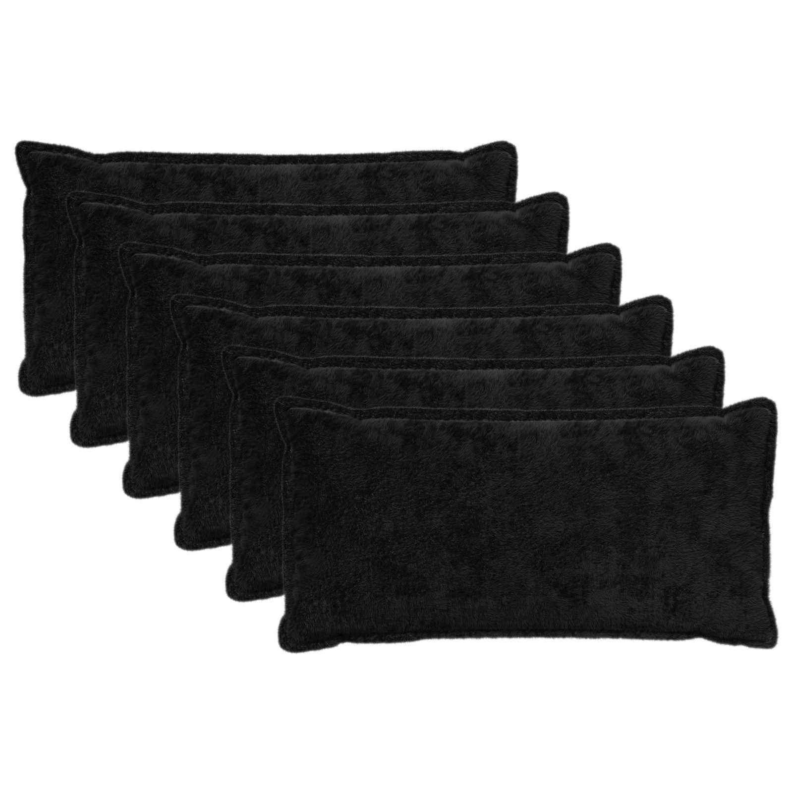 vidaXL Cushion Cover 6 pcs HOUTEN Black 40 x 80 cm Faux Rabbit Fur 2