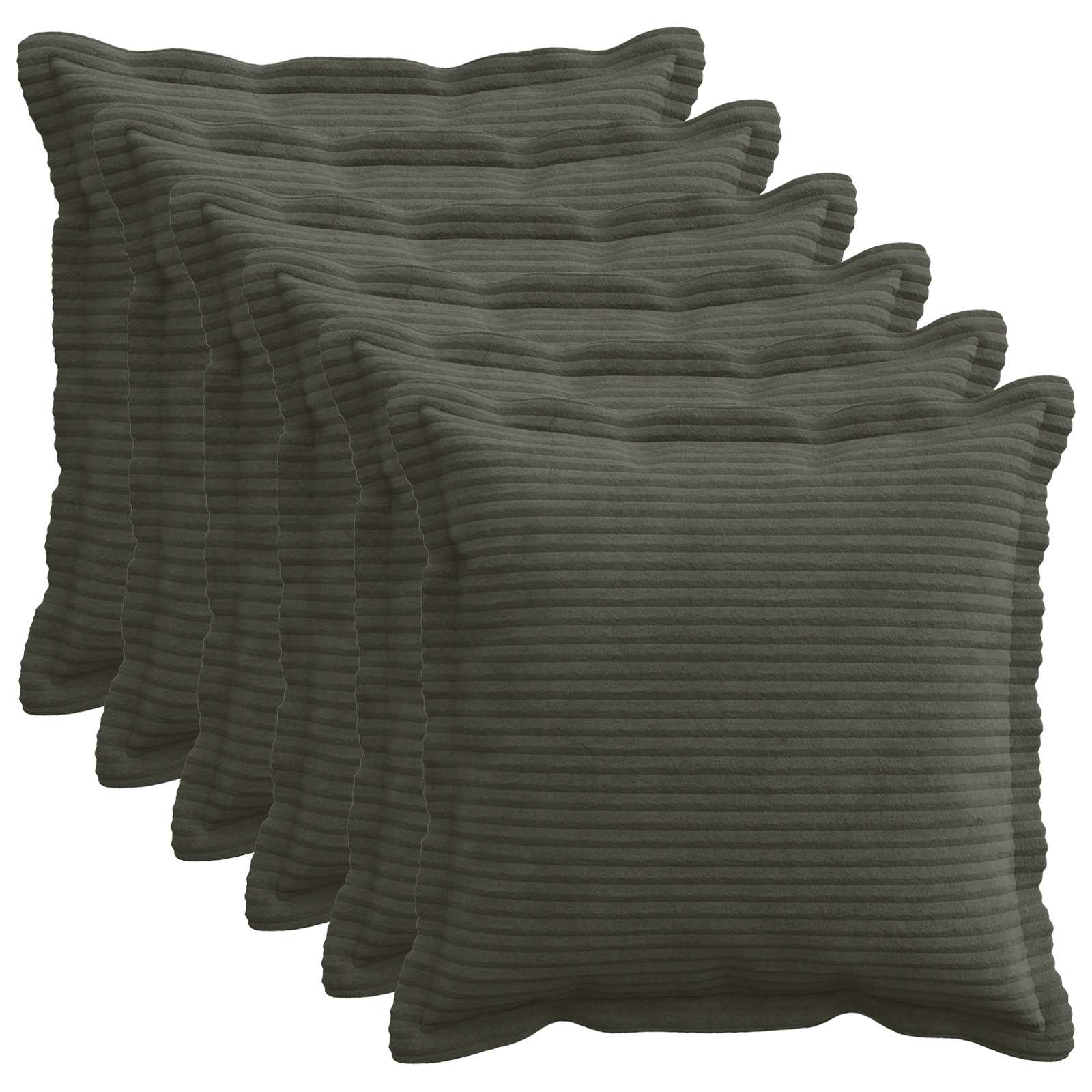 vidaXL Cushion Cover 6 pcs HOUTEN Anthracite 45 x 45 cm Corduroy 1