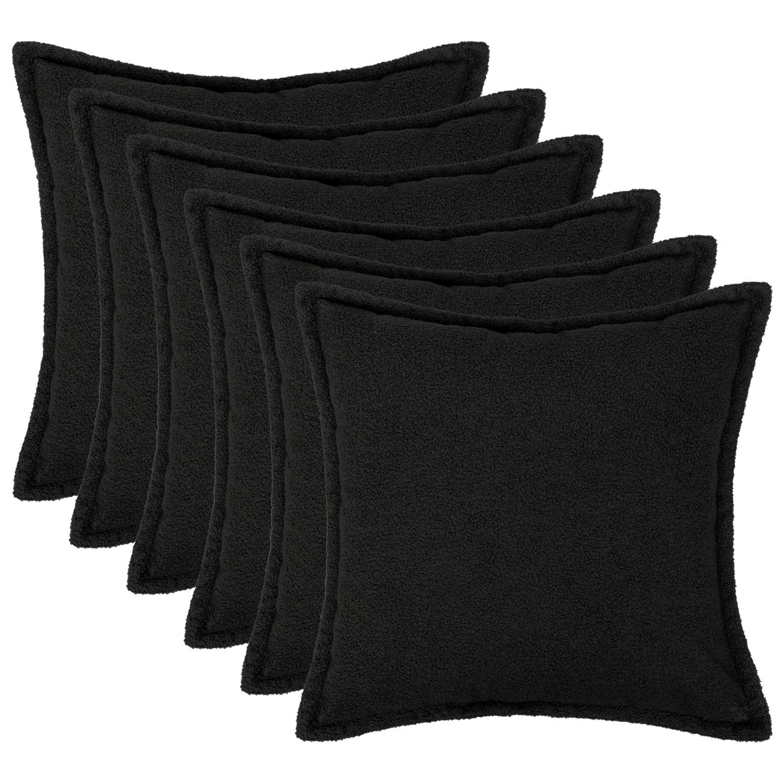 vidaXL Cushion Cover 6 pcs HOUTEN Black 45 x 45 cm Bouclé 1
