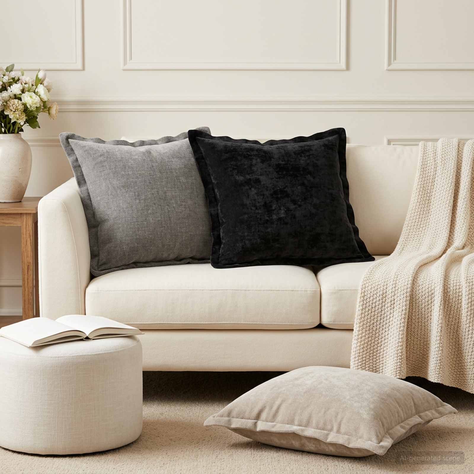 vidaXL Cushion Cover 12 pcs HOUTEN Light Grey 45 x 45 cm 1