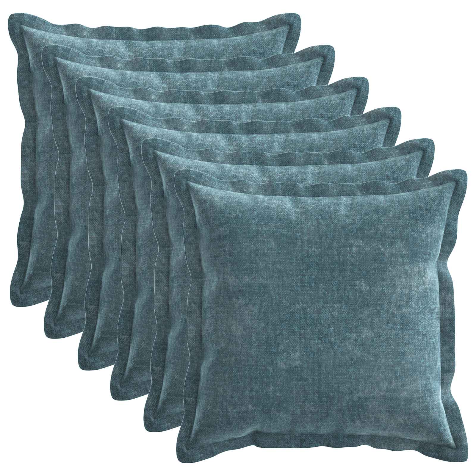 vidaXL Cushion Cover 6 pcs HOUTEN Blue 45 x 45 cm Chenille Fabric 2