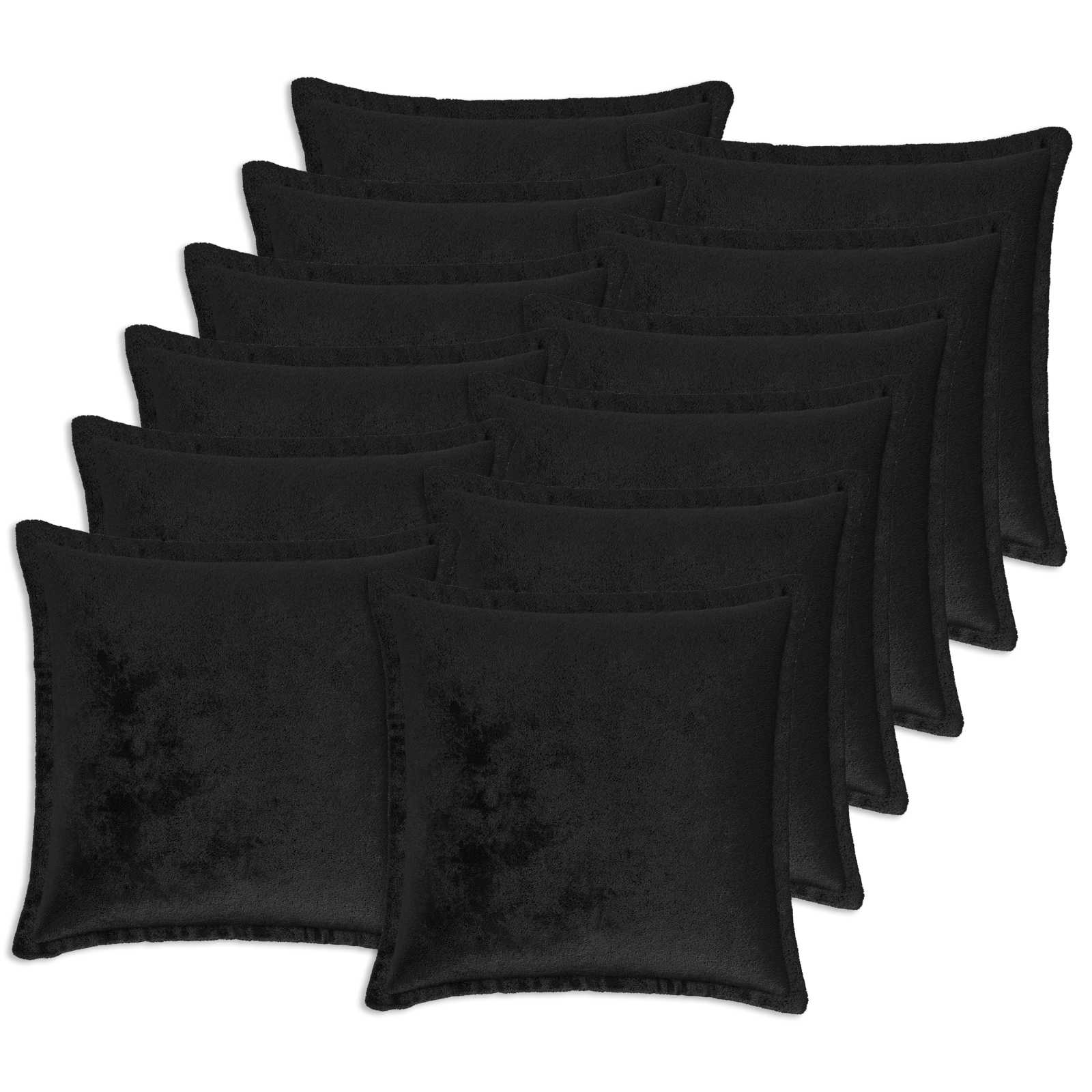 vidaXL Cushion Cover 12 pcs HOUTEN Black 45 x 45 cm Flannel 1