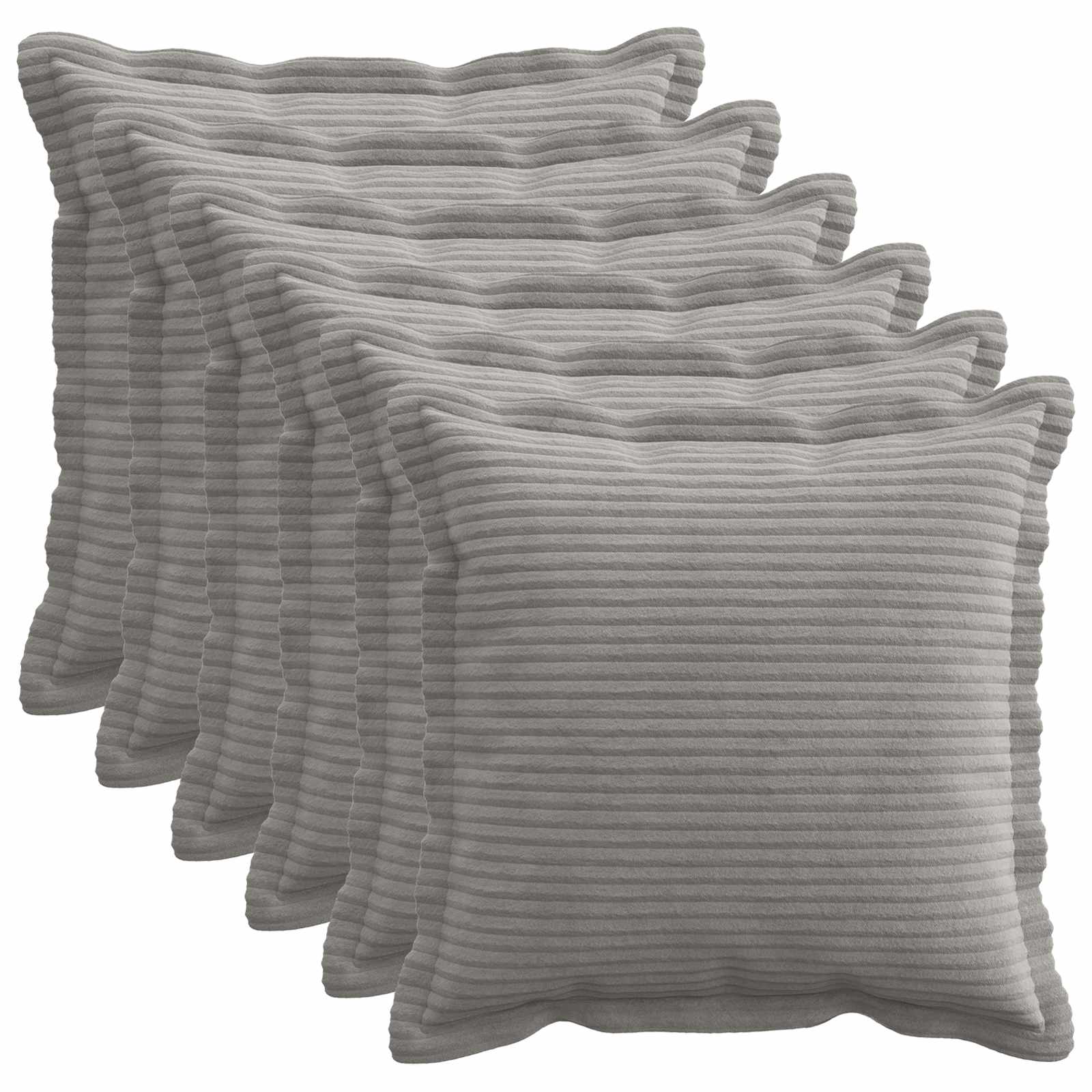 vidaXL Cushion Cover 6 pcs HOUTEN Light Grey 50 x 50 cm Corduroy 1