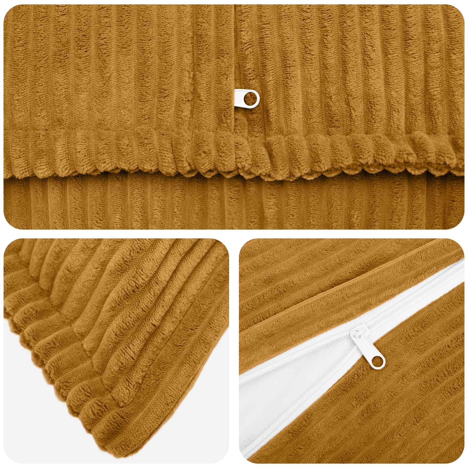 vidaXL Cushion Cover 6 pcs HOUTEN Yellow 50 x 50 cm Corduroy 4