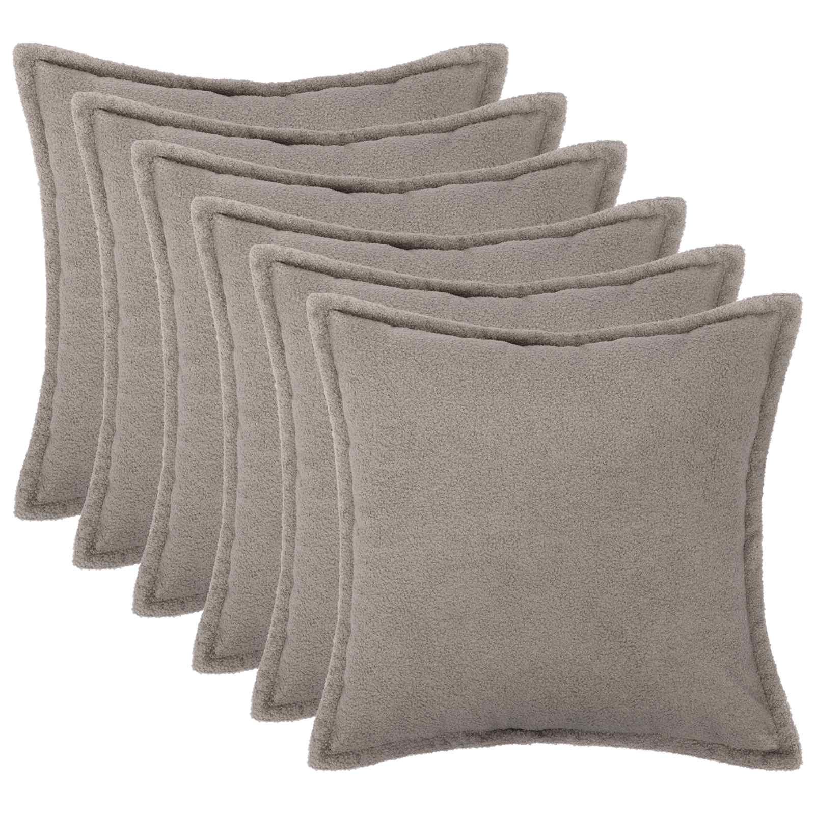 vidaXL Cushion Cover 6 pcs HOUTEN Light Grey 50 x 50 cm Bouclé 1