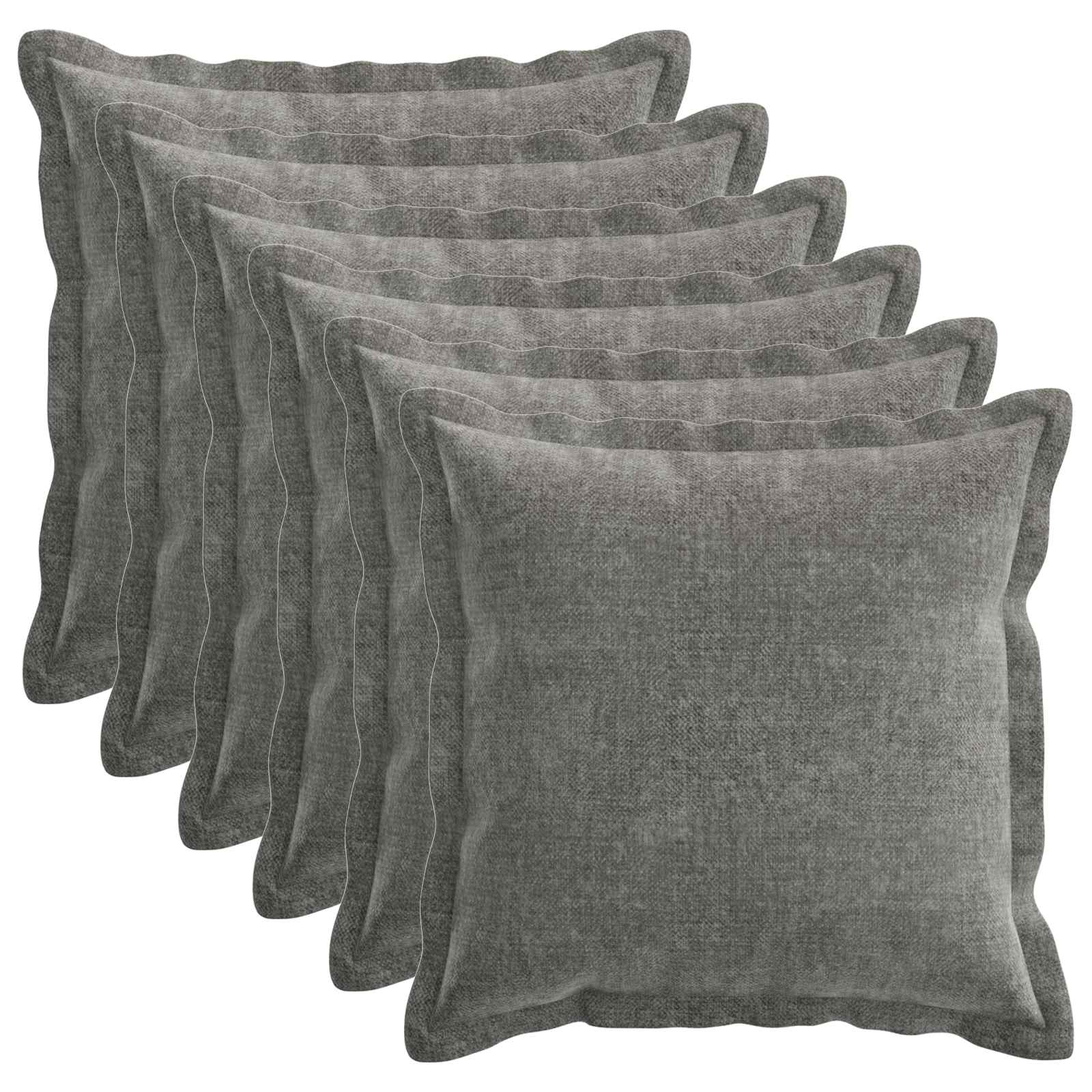 vidaXL Cushion Cover 6 pcs HOUTEN Dark Grey 50 x 50 cm Chenille Fabric 2