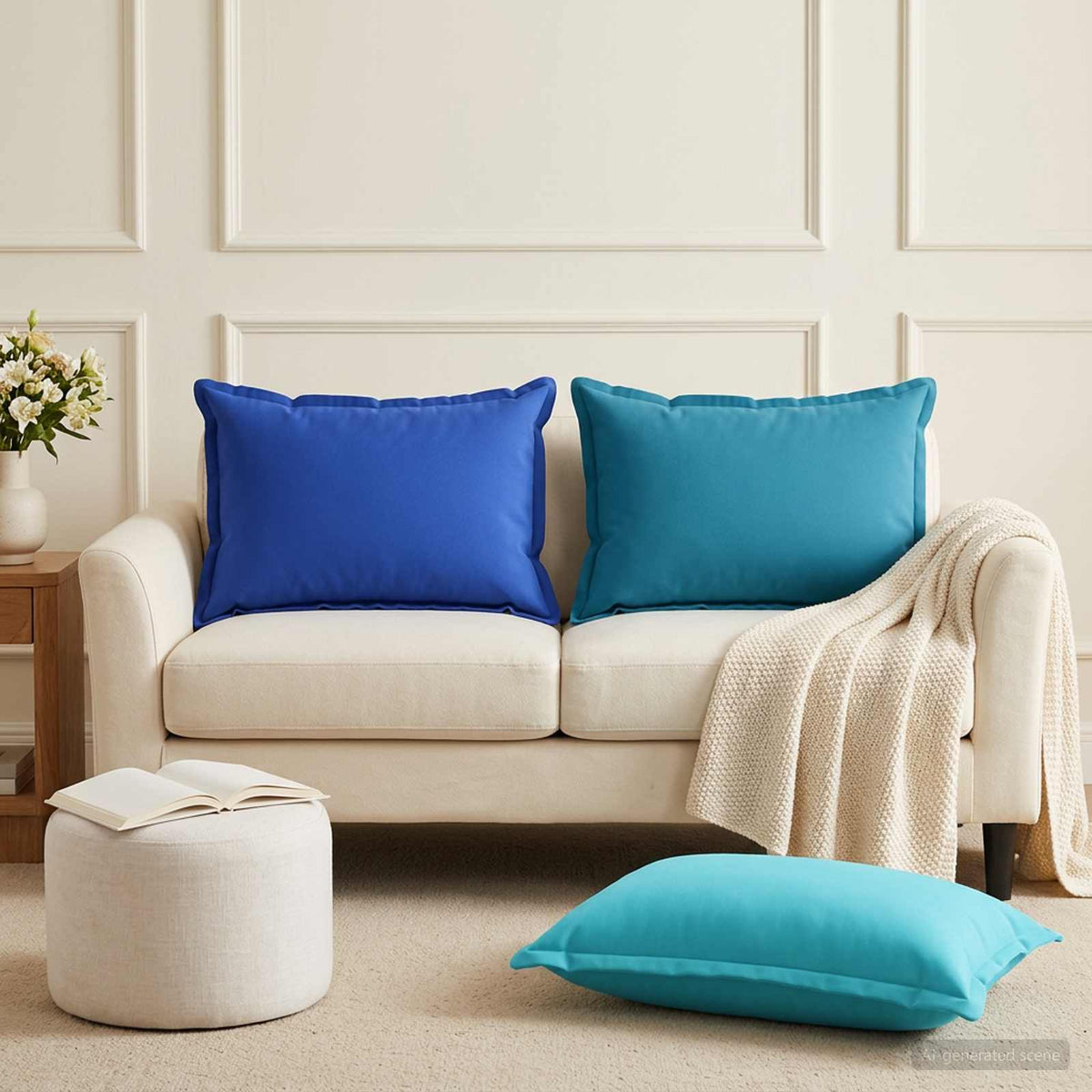 vidaXL Throw Pillow 2 pcs HOUTEN Light Blue 50 x 75 cm Polyester 1