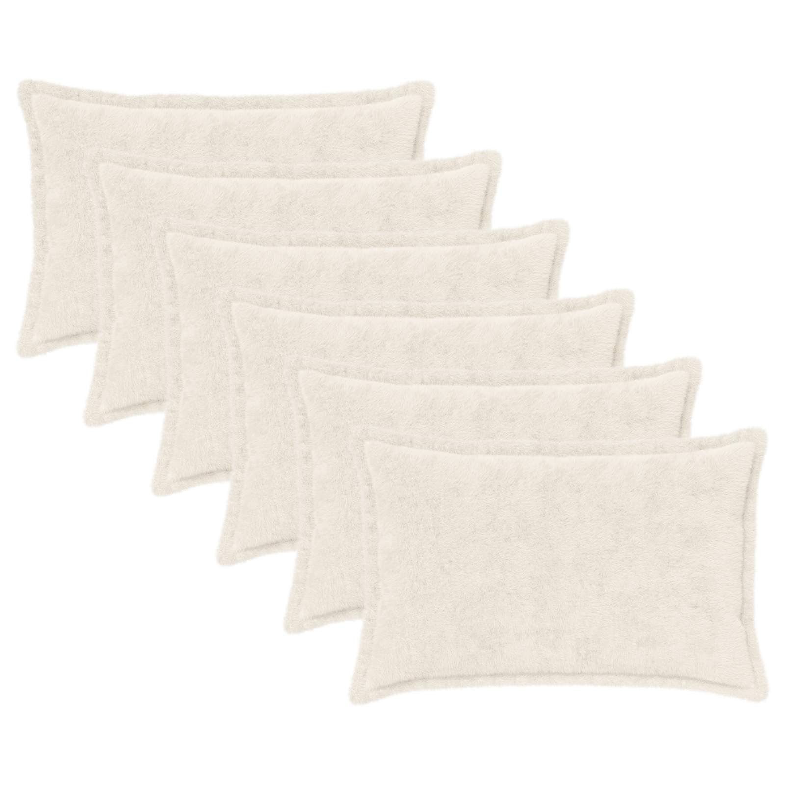 vidaXL Cushion Cover 6 pcs HOUTEN White 50 x 70 cm Faux Rabbit Fur 2