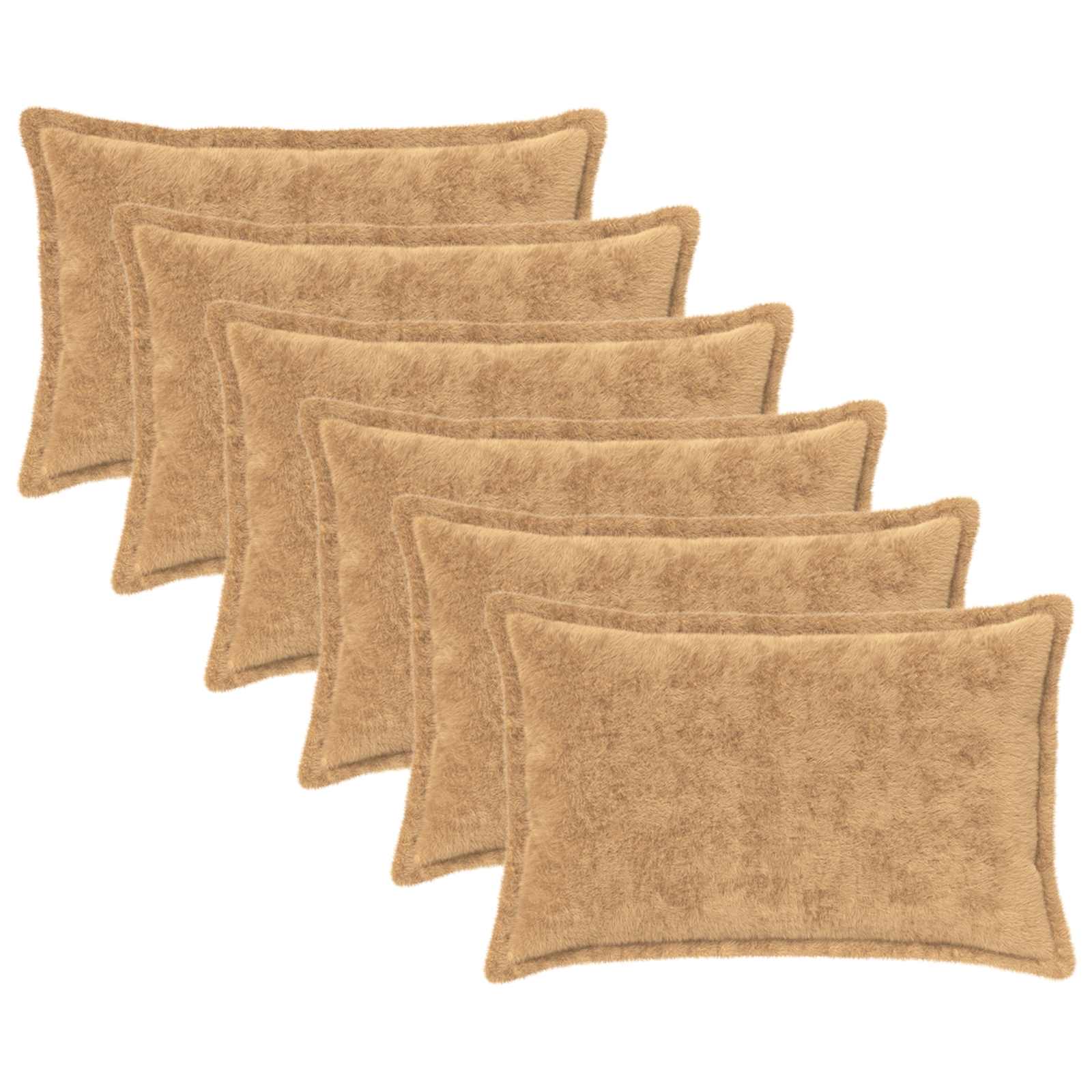 vidaXL Cushion Cover 6 pcs HOUTEN Taupe 50 x 70 cm Faux Rabbit Fur 2