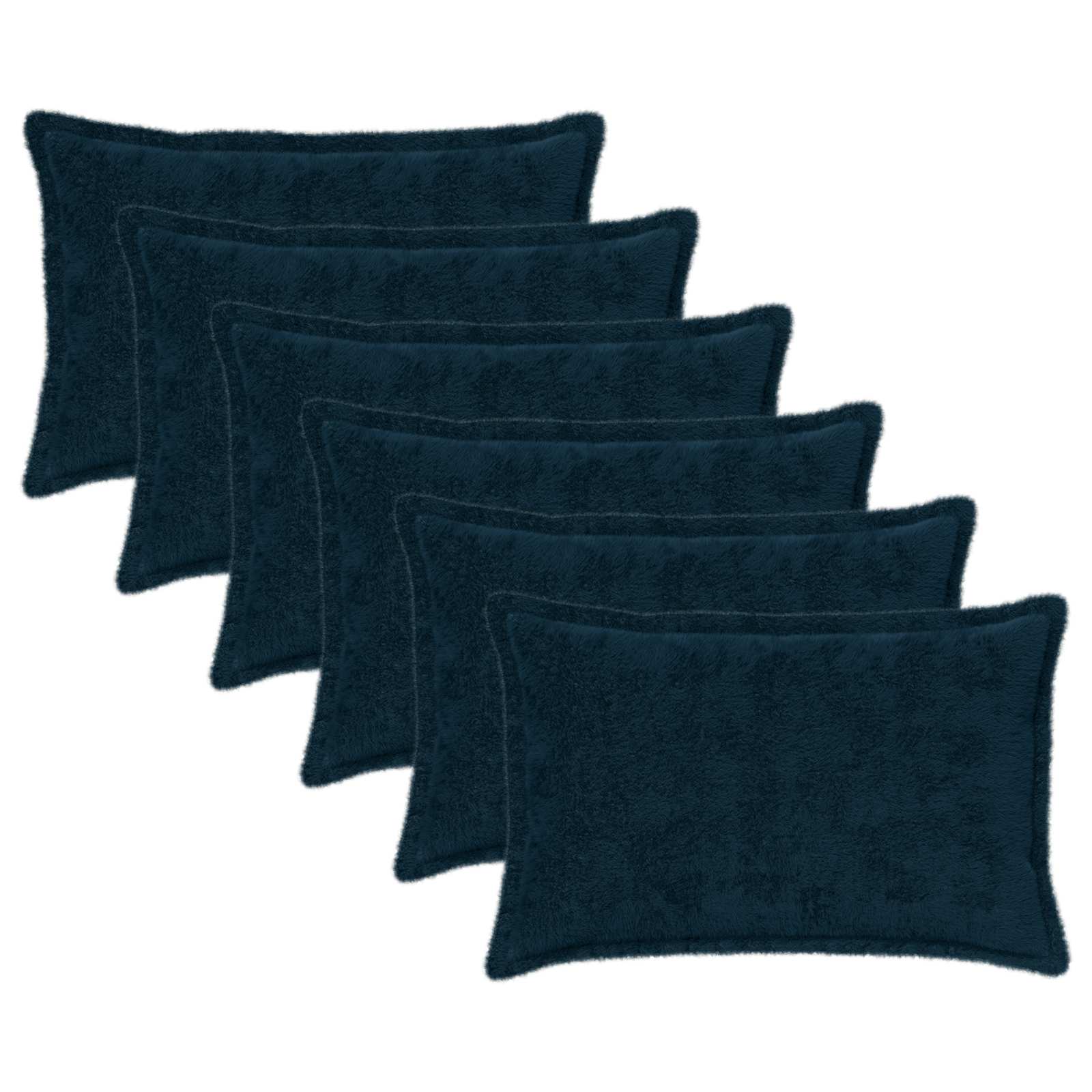 vidaXL Cushion Cover 6 pcs HOUTEN Navy Blue 50 x 70 cm Faux Rabbit Fur 2