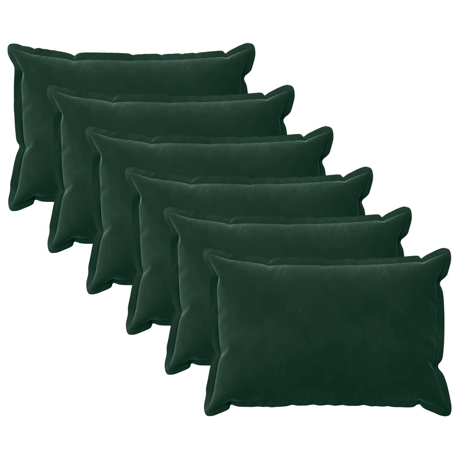 vidaXL Cushion Cover 6 pcs HOUTEN Dark Green 50 x 75 cm Velvet 2