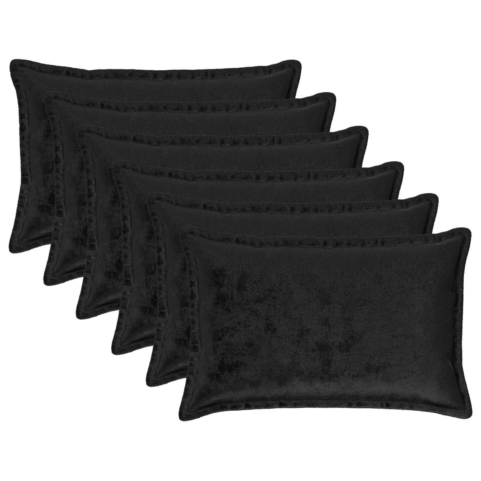 vidaXL Cushion Cover 6 pcs HOUTEN Black 50 x 75 cm Flannel 1