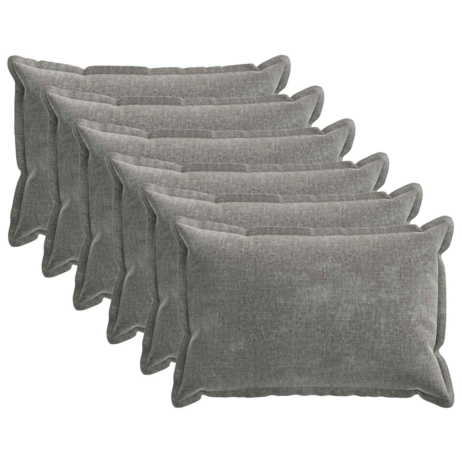 vidaXL Cushion Cover 6 pcs HOUTEN Dark Grey 50 x 80 cm Chenille Fabric 2