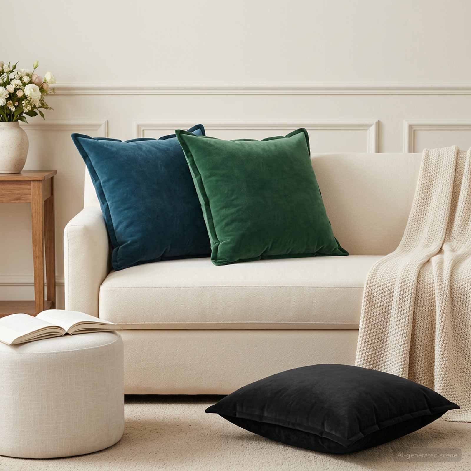 vidaXL Cushion Cover 6 pcs HOUTEN Blue 60 x 60 cm Velvet 1