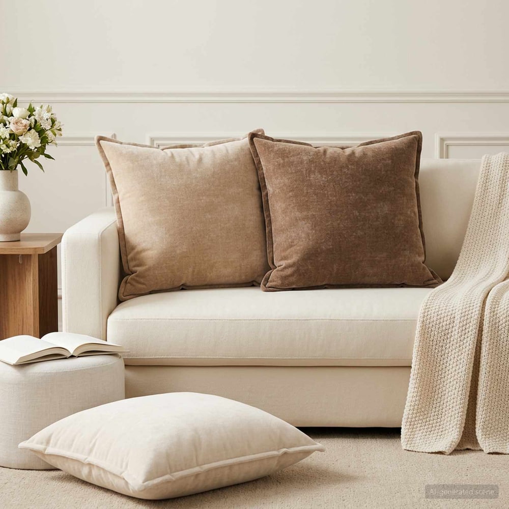 vidaXL Cushion Cover 6 pcs HOUTEN Brown 55 x 55 cm Chenille Fabric 1