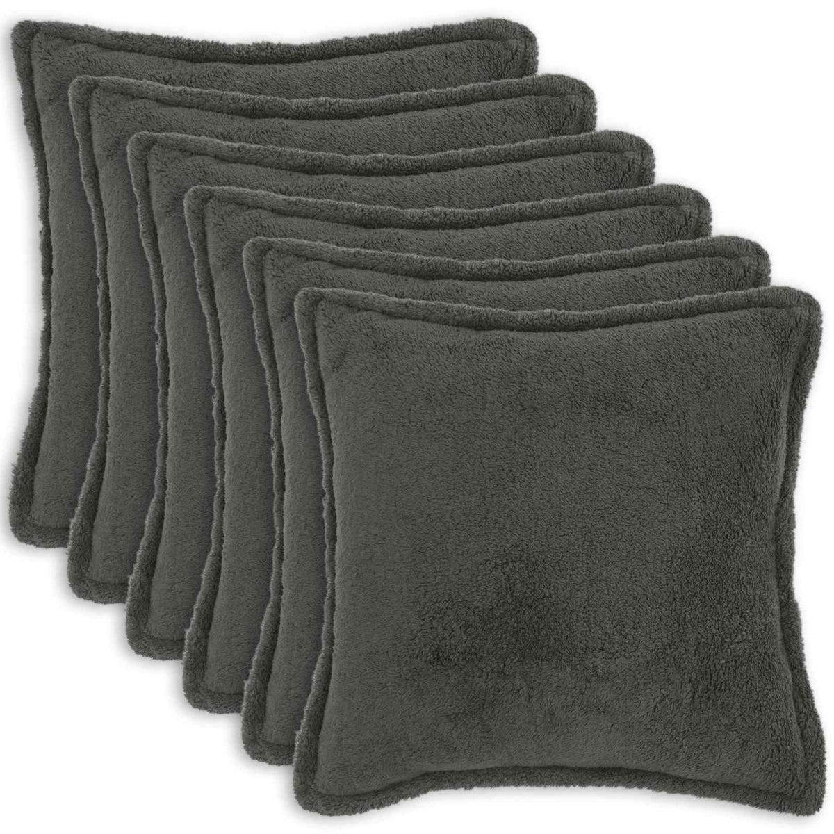 vidaXL Cushion Cover 6 pcs HOUTEN Dark Grey 55 x 55 cm Bouclé 1