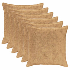 vidaXL Cushion Cover 6 pcs HOUTEN Taupe 55 x 55 cm Faux Rabbit Fur 2