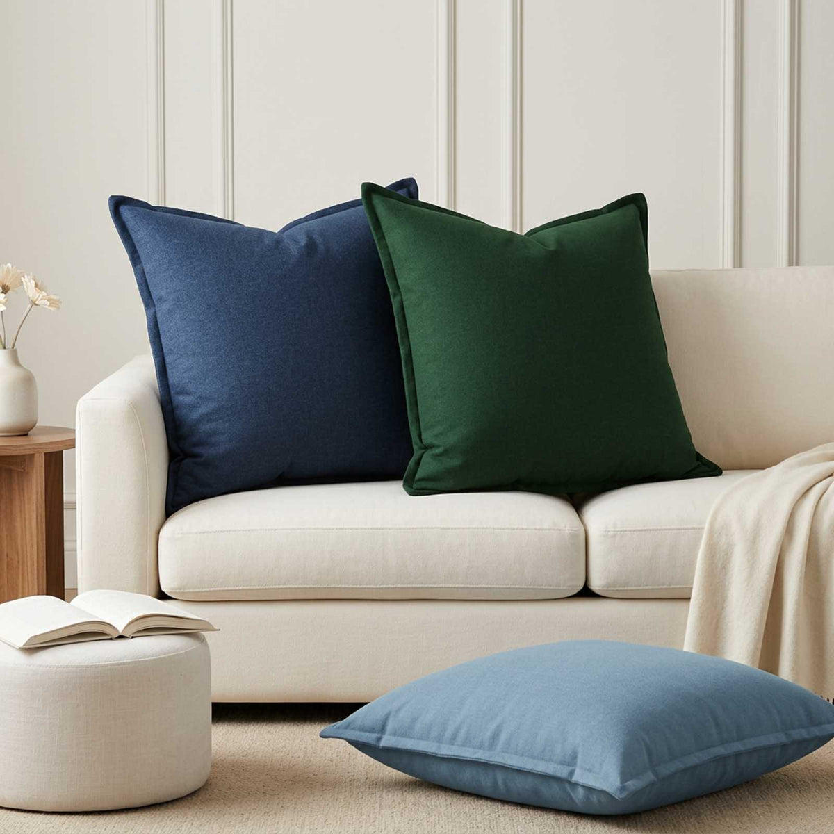 Throw Pillow HOUTEN 70 x 70 cm Faux Linen 2 pcs Blue
