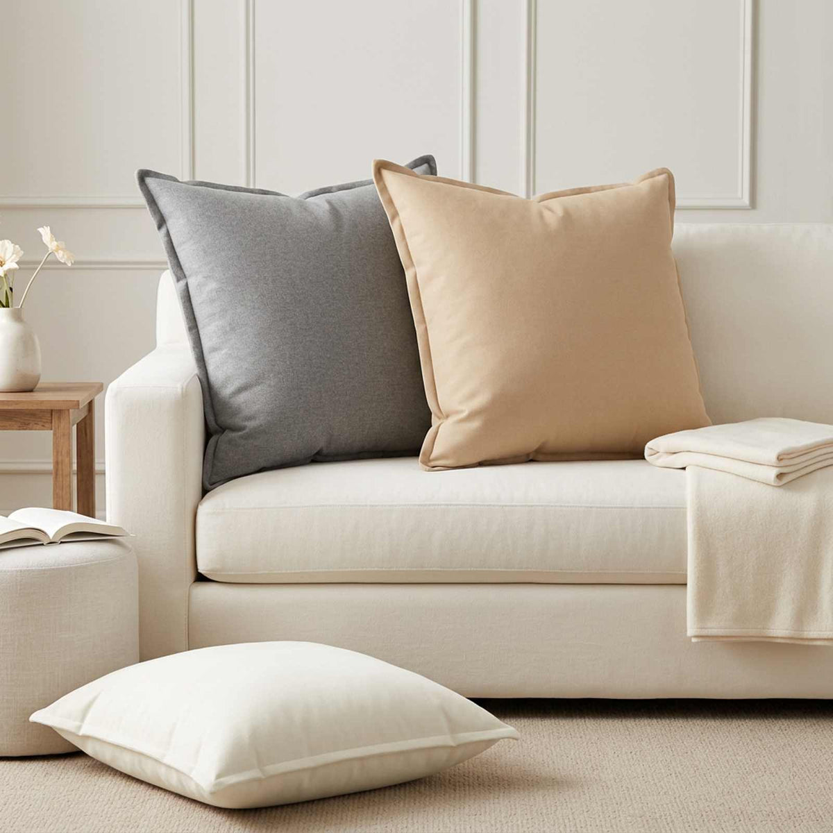 vidaXL Cushion Cover 6 pcs HOUTEN Cloud Grey 70 x 70 cm Faux Linen 1