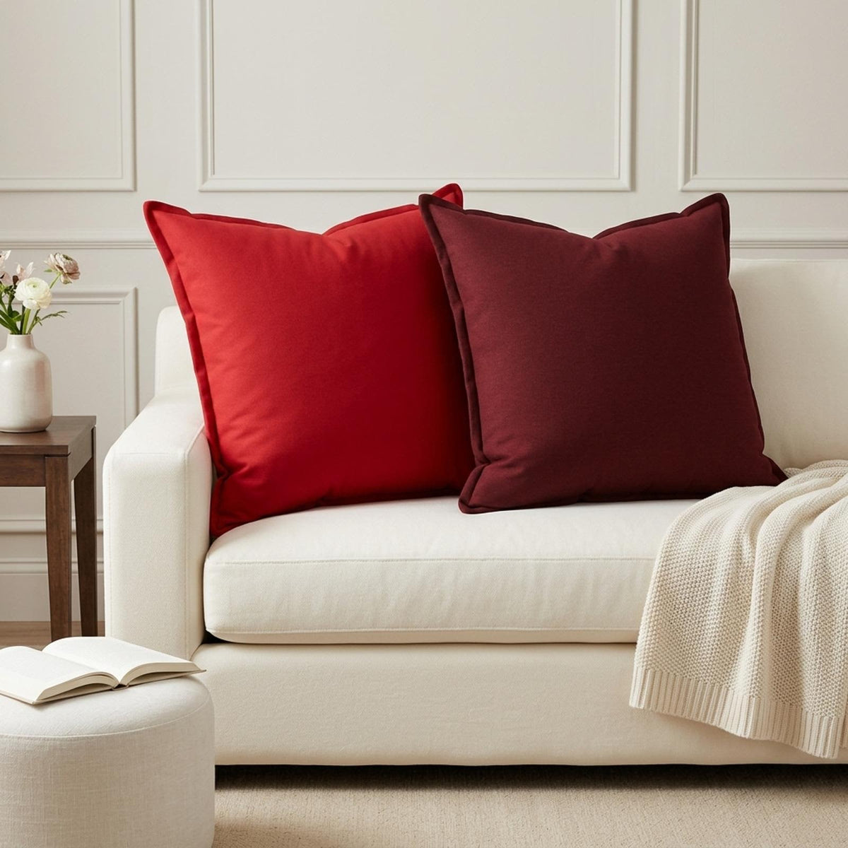 vidaXL Cushion Cover 6 pcs HOUTEN Red 65 x 65 cm Faux Linen 1