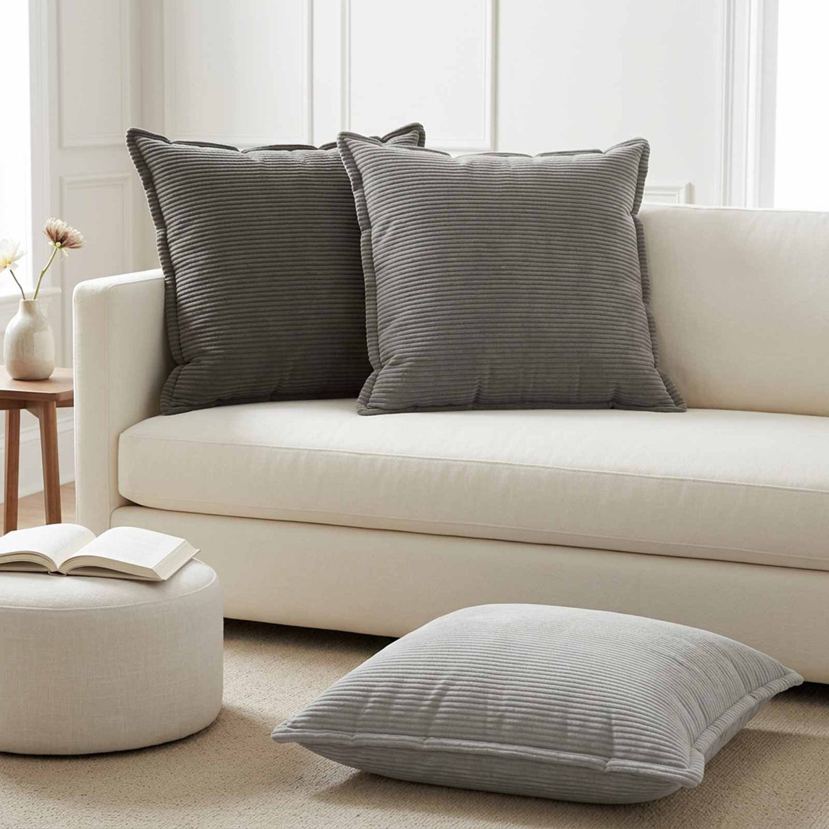 Cushion Cover HOUTEN Corduroy 2 pcs in Anthracite