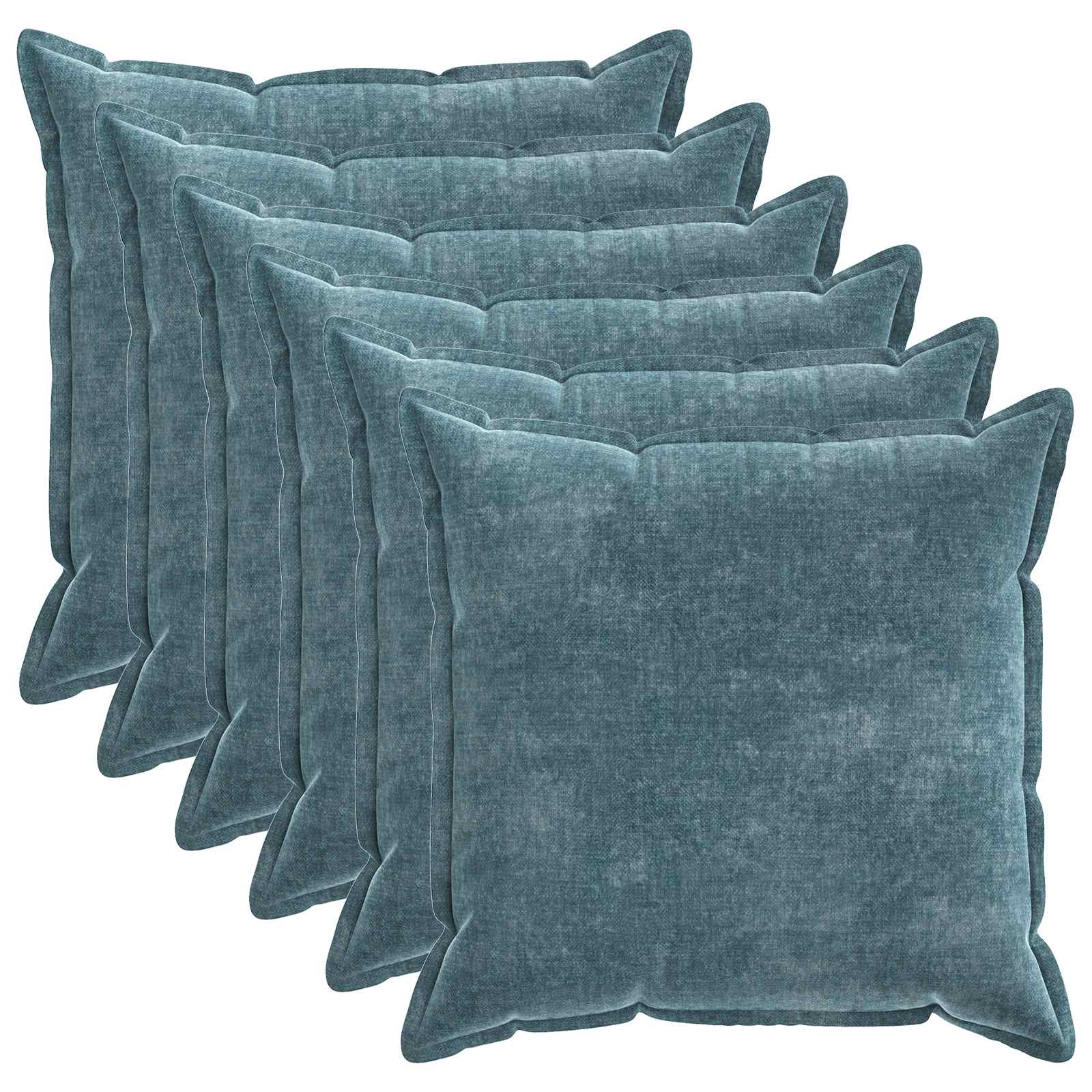 vidaXL Cushion Cover 6 pcs HOUTEN Blue 65 x 65 cm Chenille Fabric 2