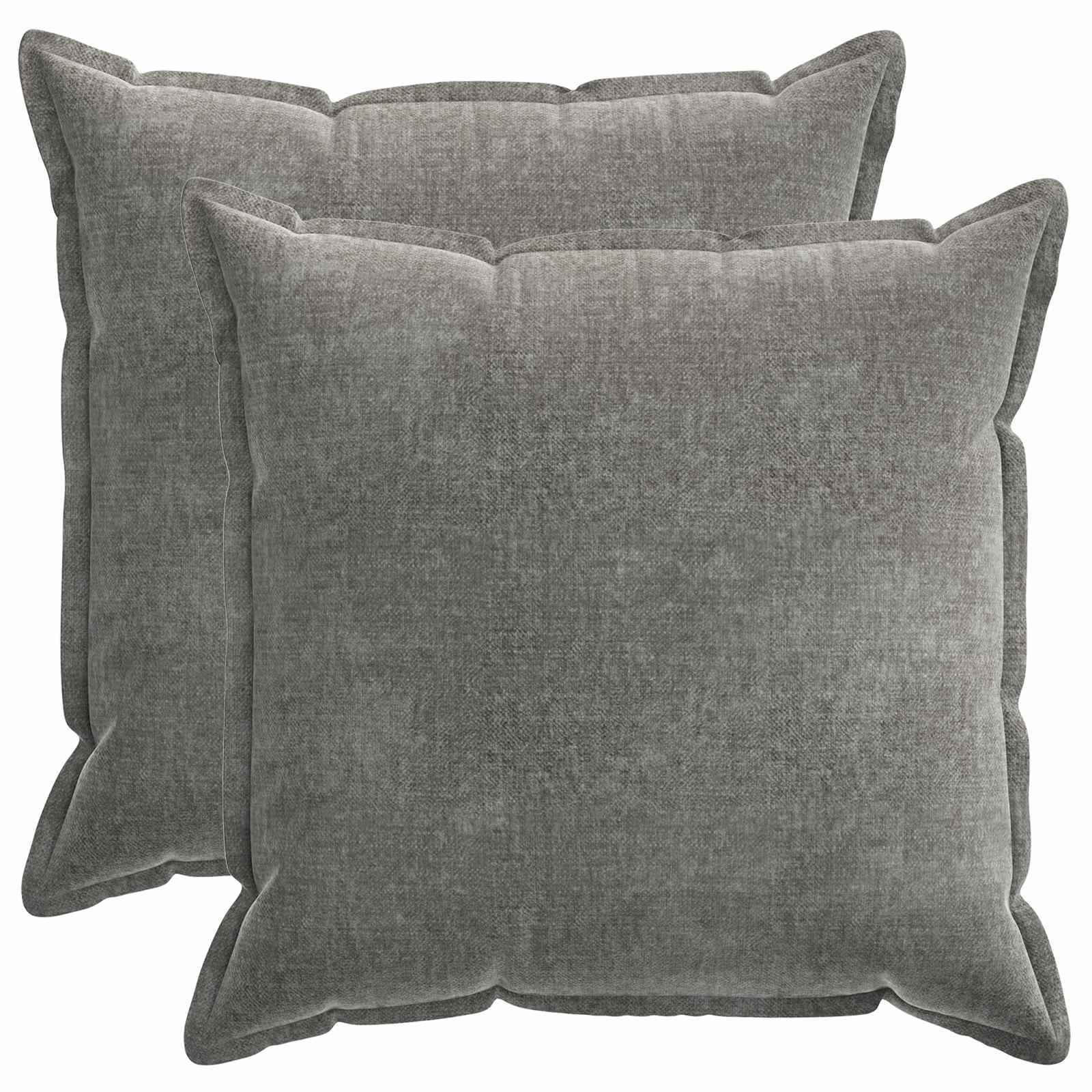 vidaXL Cushion Cover 2 pcs HOUTEN Dark Grey 80 x 80 cm Chenille Fabric 2