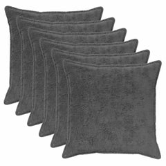 vidaXL Cushion Cover 6 pcs HOUTEN Dark Grey 80 x 80 cm Faux Rabbit Fur 2
