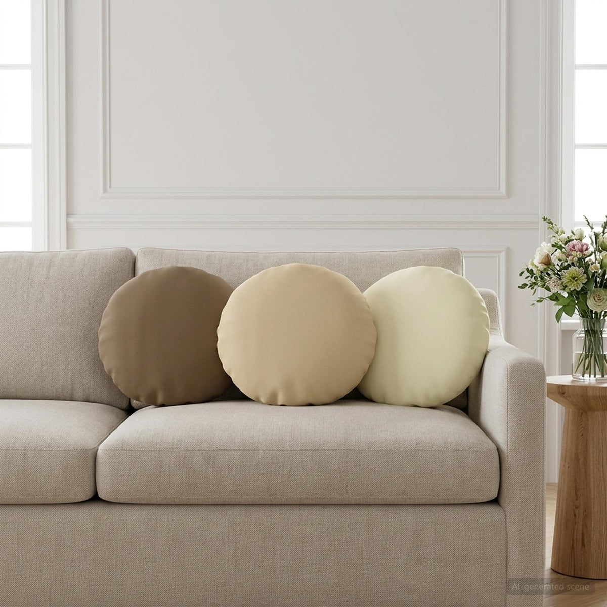 vidaXL Throw Pillow 6 pcs HEERLEN Cream Dia. 40 cm Polyester 3