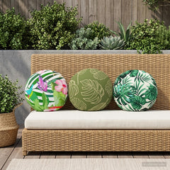 vidaXL Throw Pillow 6 pcs HEERLEN Leaf Pattern Dia. 40 cm Polyester 3