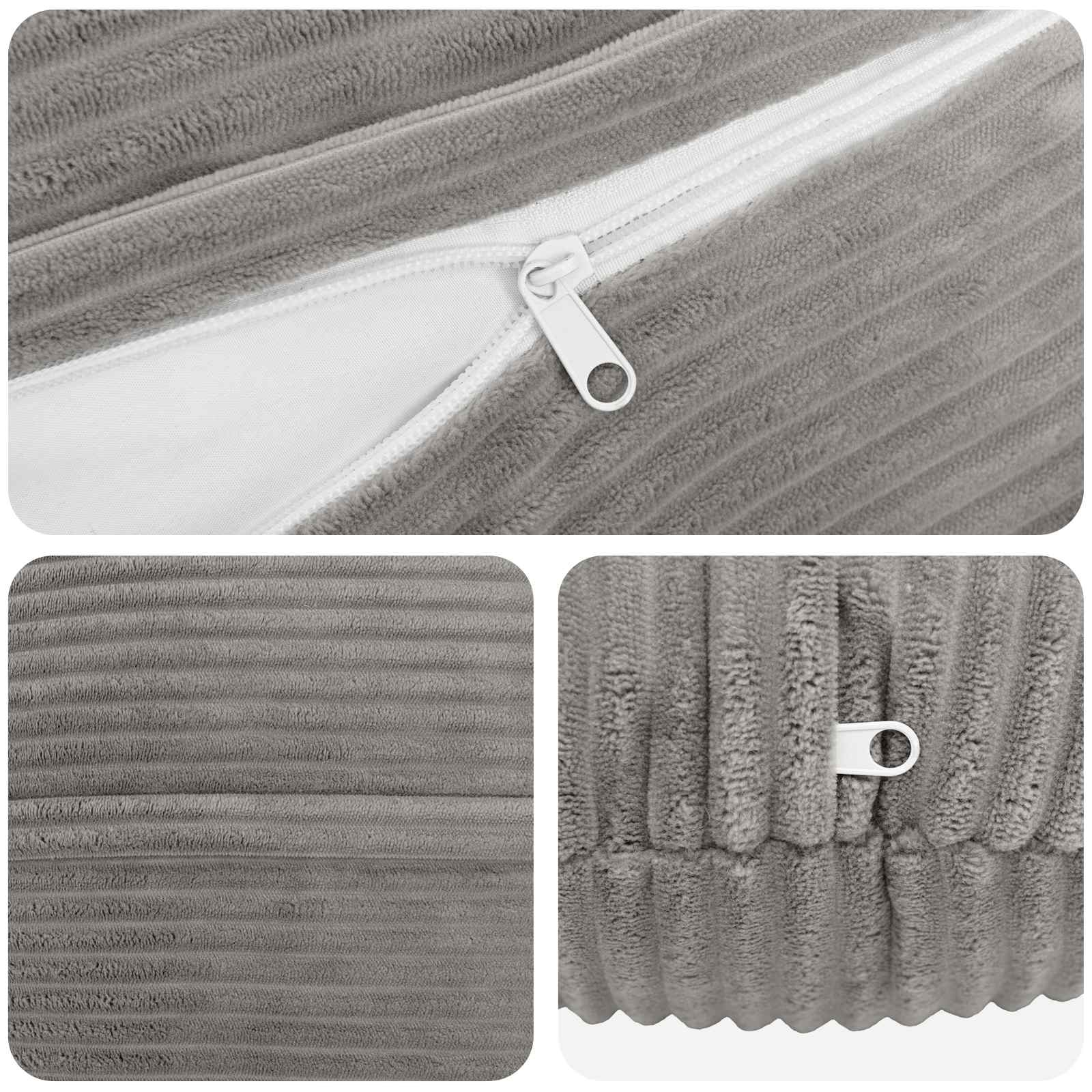 vidaXL Cushion Cover 6 pcs HEERLEN Light Grey Ø 50 cm Corduroy 4
