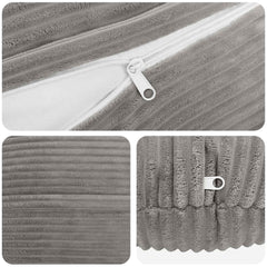 vidaXL Cushion Cover 6 pcs HEERLEN Light Grey Ø 50 cm Corduroy 4