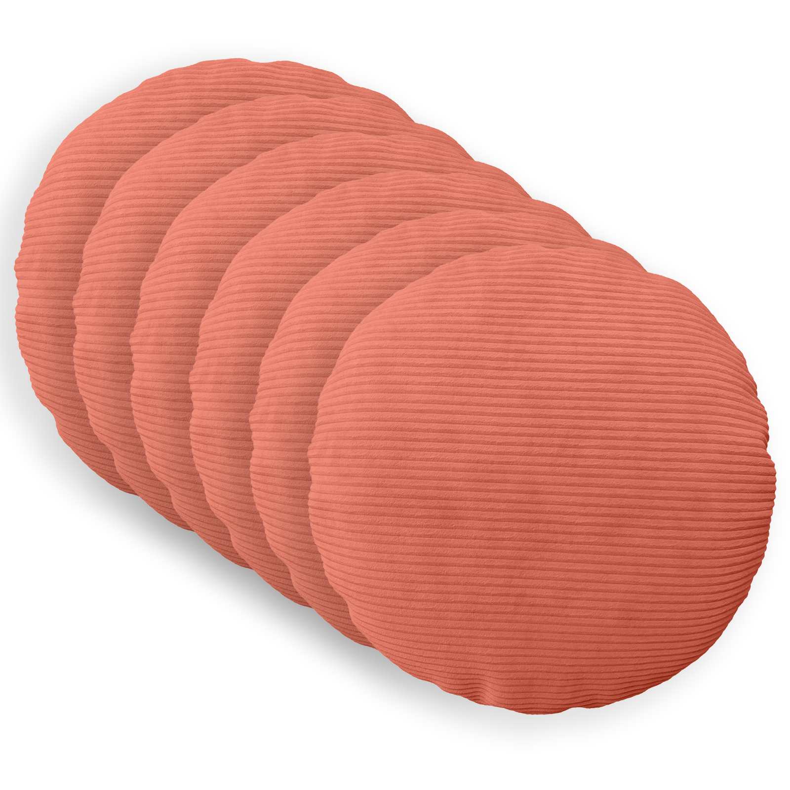 vidaXL Cushion Cover 6 pcs HEERLEN Red Orange Ø 50 cm Corduroy 1