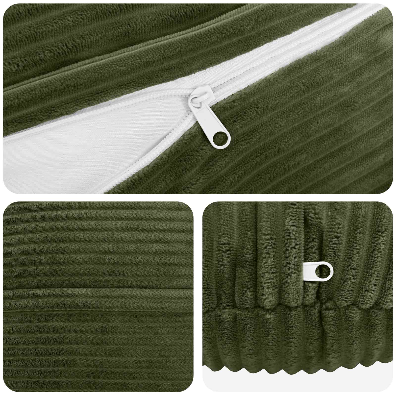 vidaXL Cushion Cover 6 pcs HEERLEN Green Ø 50 cm Corduroy 4