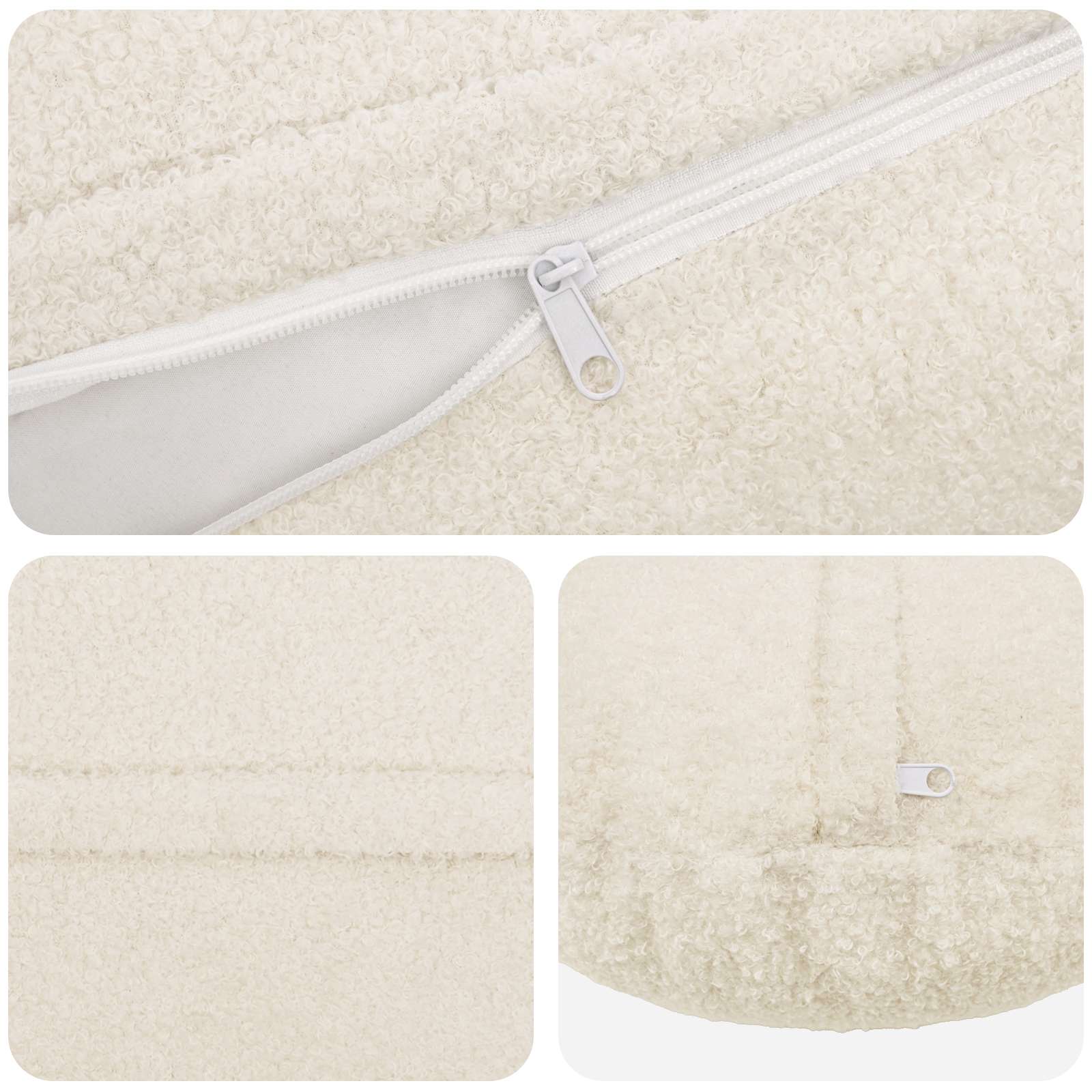 vidaXL Cushion Cover 6 pcs HEERLEN Cream Ø 50 cm Bouclé 4