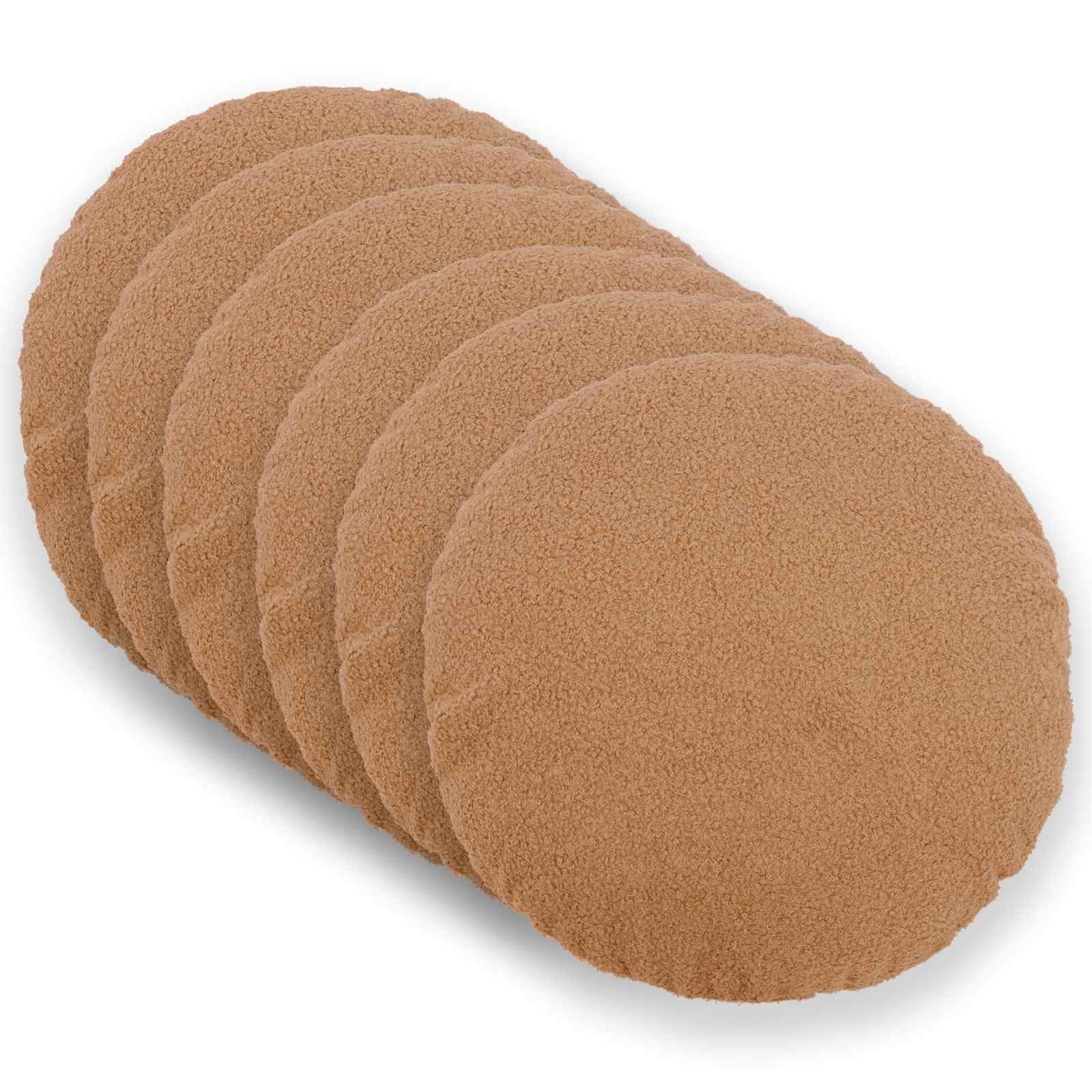 vidaXL Cushion Cover 6 pcs HEERLEN Beige Ø 50 cm Bouclé 1