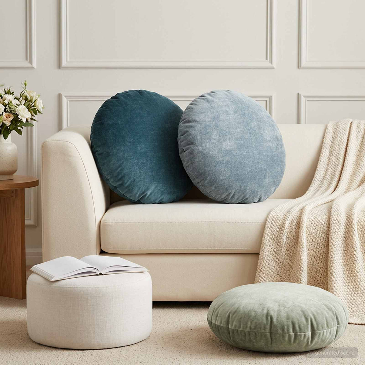 vidaXL Throw Pillow 2 pcs HEERLEN Light Blue Dia. 60 cm 1