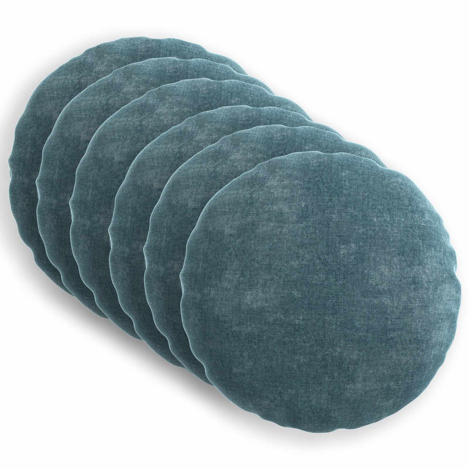 vidaXL Cushion Cover 6 pcs HEERLEN Blue Ø 50 cm Chenille Fabric 2