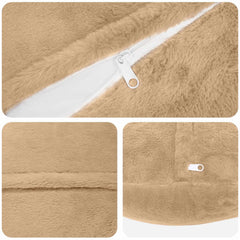 vidaXL Cushion Cover 6 pcs HEERLEN Cream Ø 60 cm Faux Rabbit Fur 5