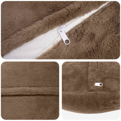 vidaXL Cushion Cover 6 pcs HEERLEN Light Brown Ø 60 cm Faux Rabbit Fur 5