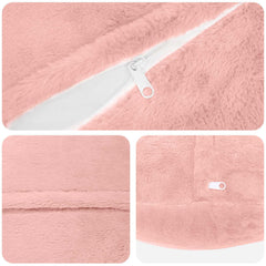 vidaXL Cushion Cover 6 pcs HEERLEN Pink Ø 60 cm Faux Rabbit Fur 5