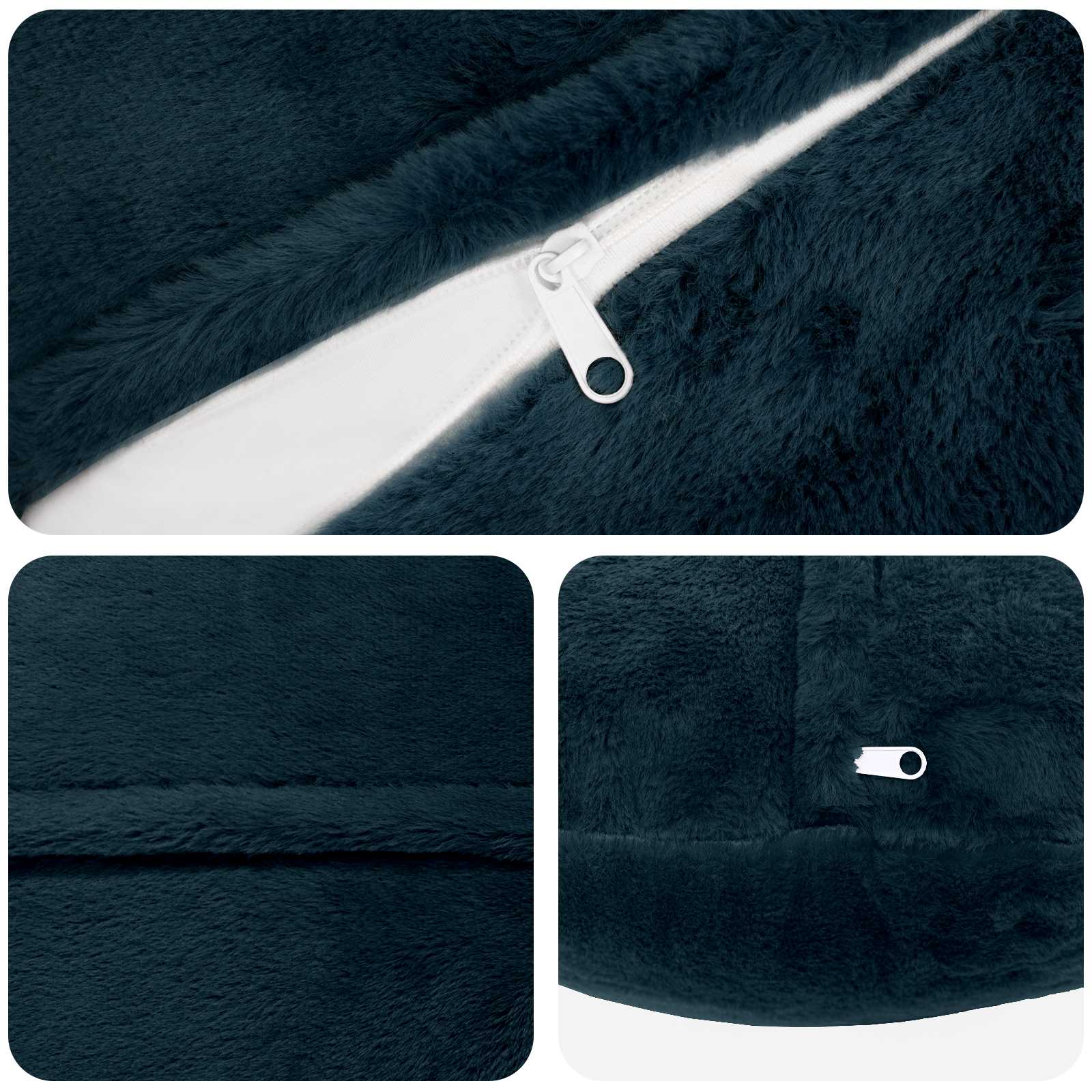 vidaXL Cushion Cover 6 pcs HEERLEN Navy Blue Ø 60 cm Faux Rabbit Fur 5
