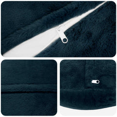 vidaXL Cushion Cover 6 pcs HEERLEN Navy Blue Ø 60 cm Faux Rabbit Fur 5