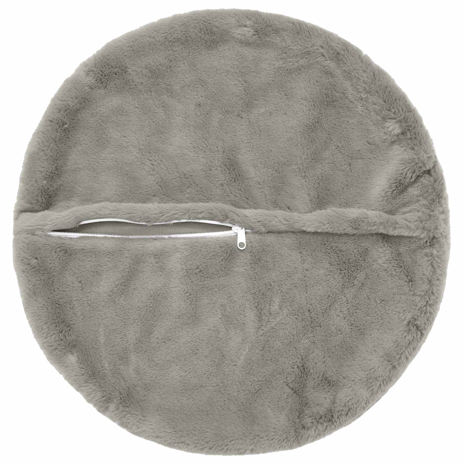 vidaXL Cushion Cover 6 pcs HEERLEN Light Grey Ø 60 cm Faux Rabbit Fur 4