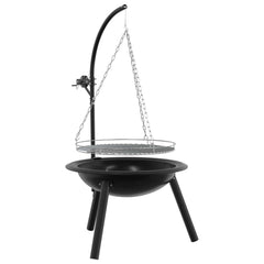 vidaXL Fire Pit with Adjustable Grill Grate ⌀55.5 x 107.5 cm Steel 2