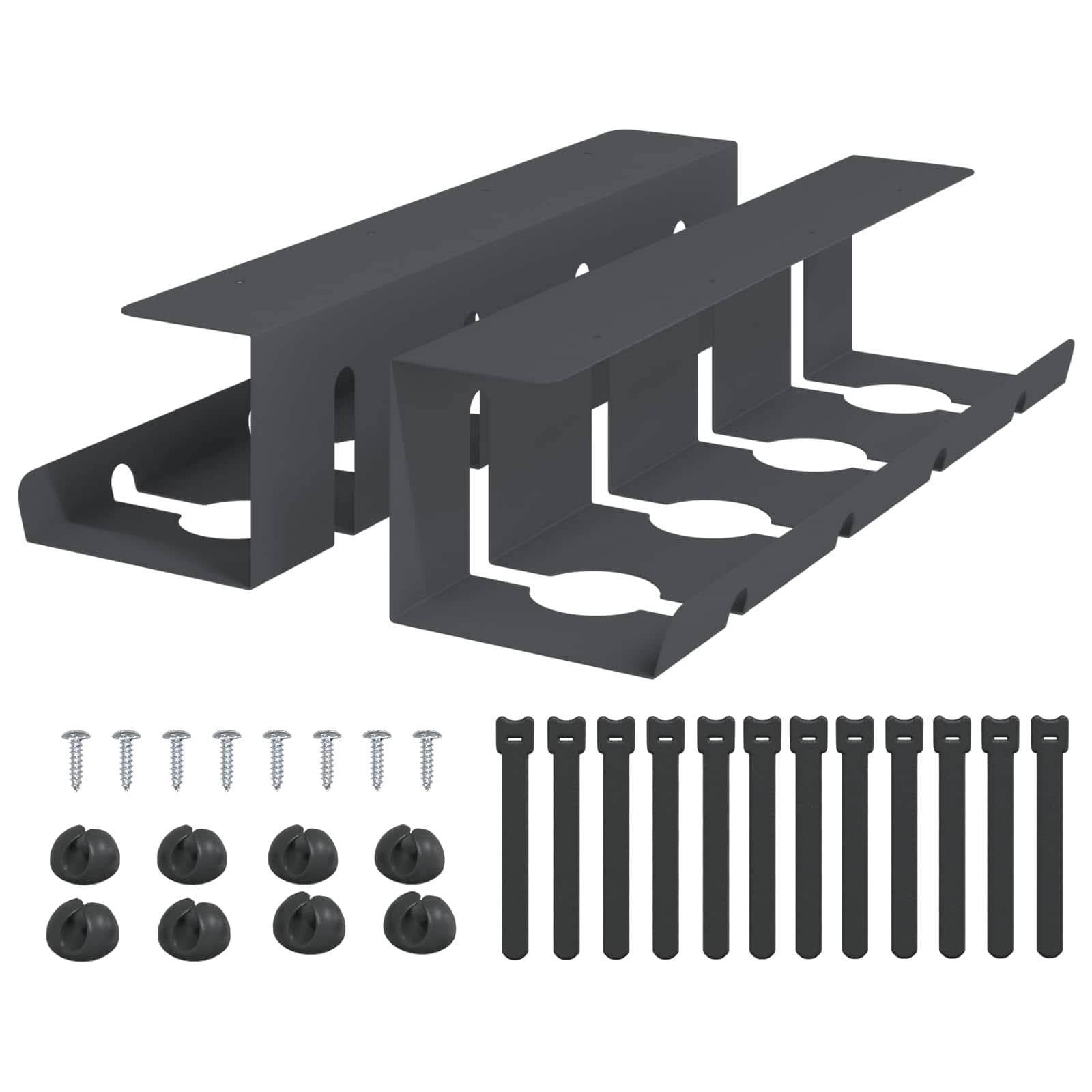 vidaXL Under Desk Cable Management Tray 2 pcs Anthracite 2