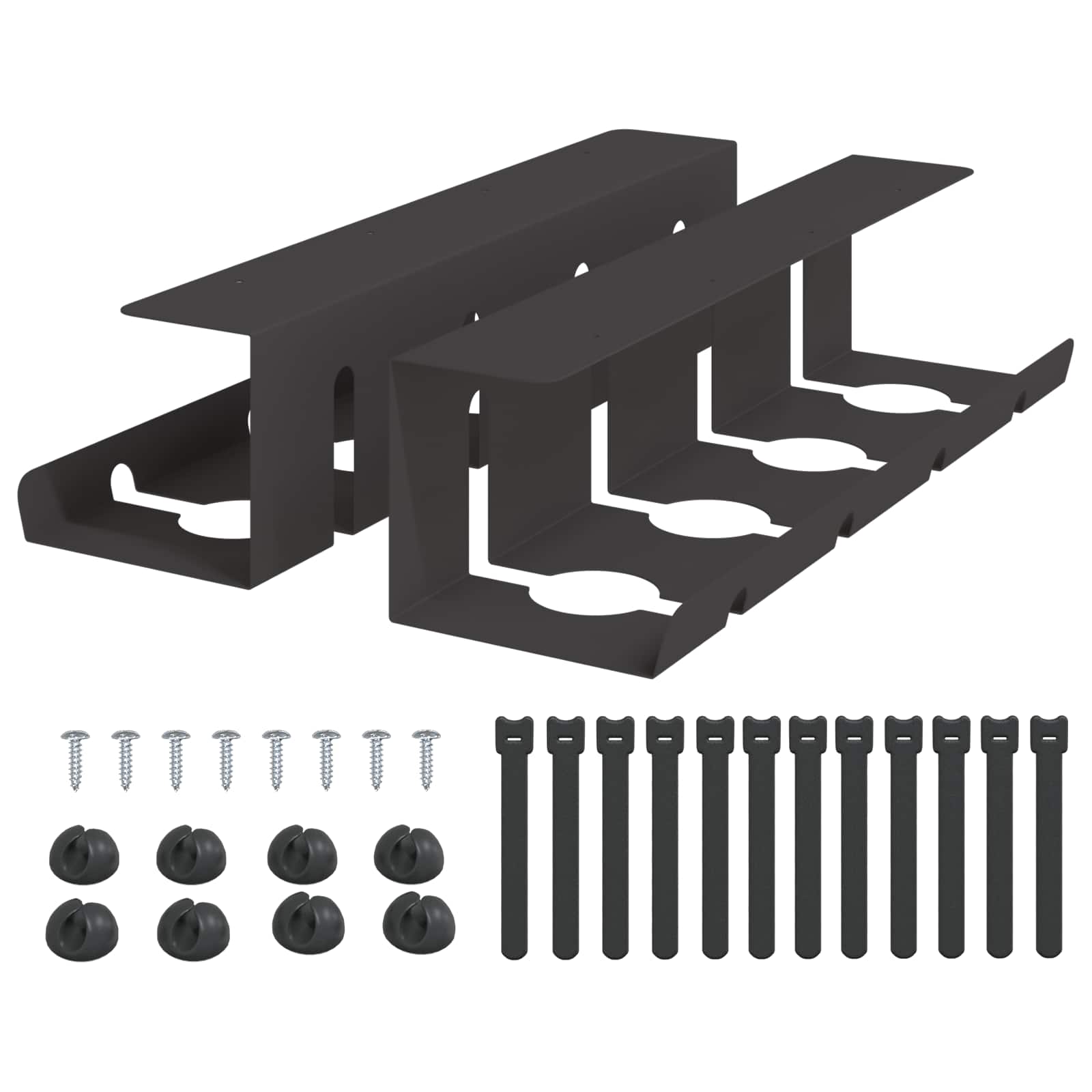 vidaXL Under Desk Cable Management Tray 2 pcs Black 43 x 12 x 10 cm 2