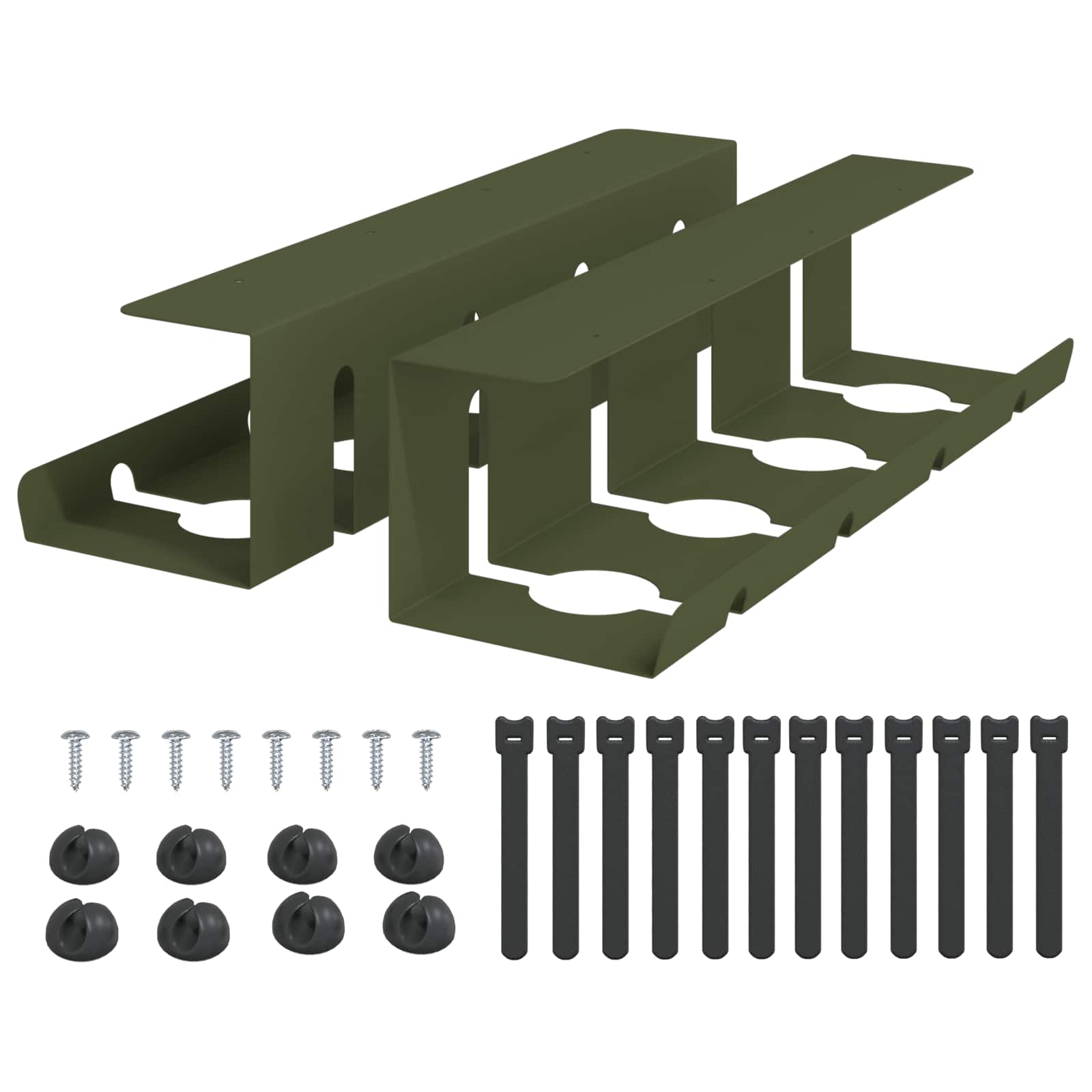 vidaXL Under Desk Cable Management Tray 2 pcs Olive Green 2