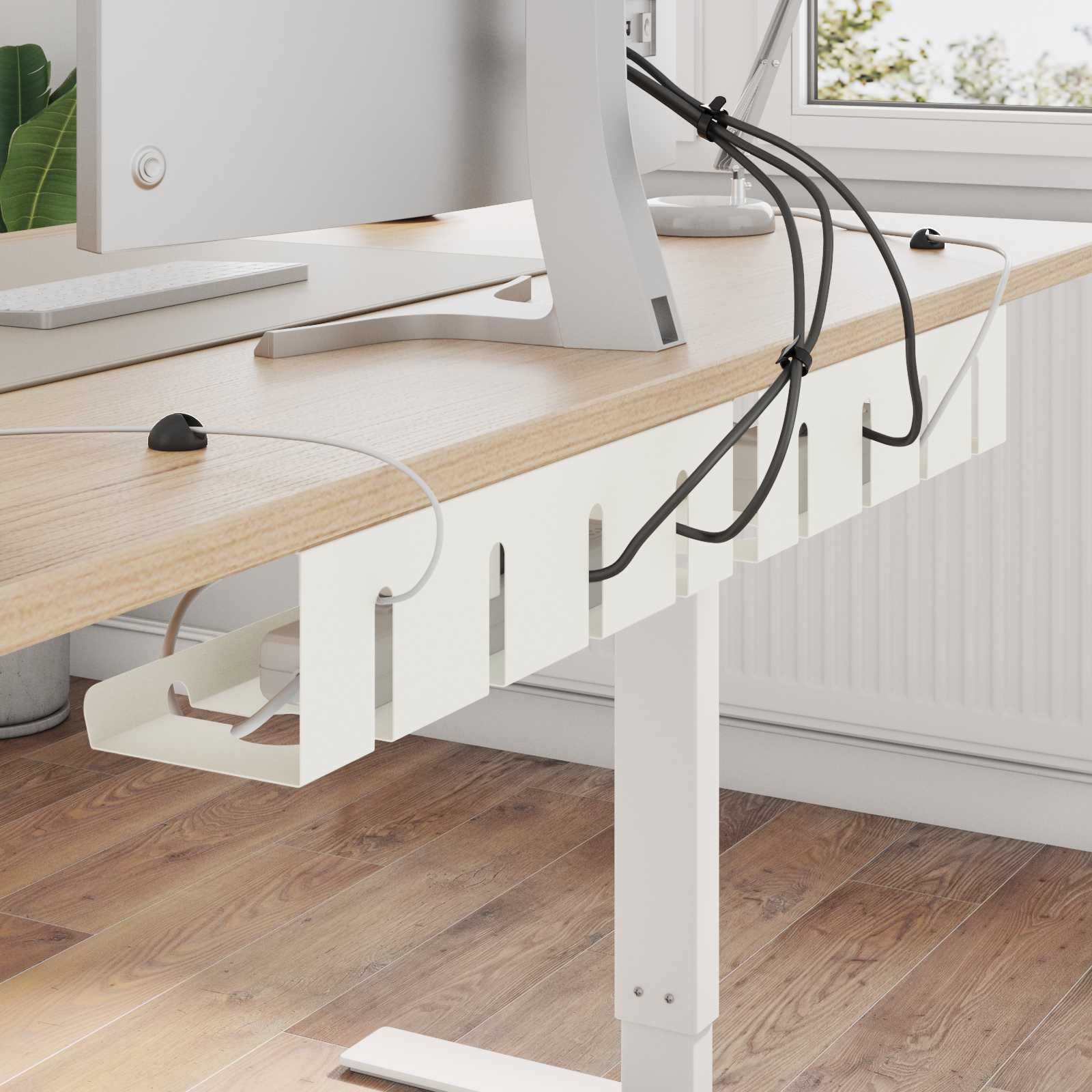 vidaXL Under Desk Cable Management Tray 2 pcs White 43 x 12 x 10 cm 1
