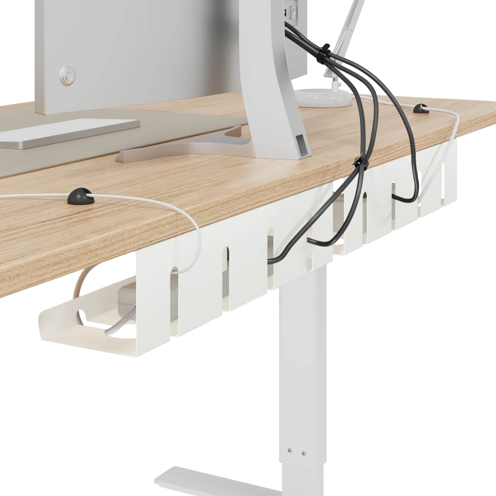 vidaXL Under Desk Cable Management Tray 2 pcs White 43 x 12 x 10 cm 3